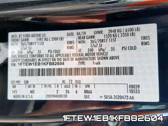 1FTEW1EB1KFB82604 фото 2