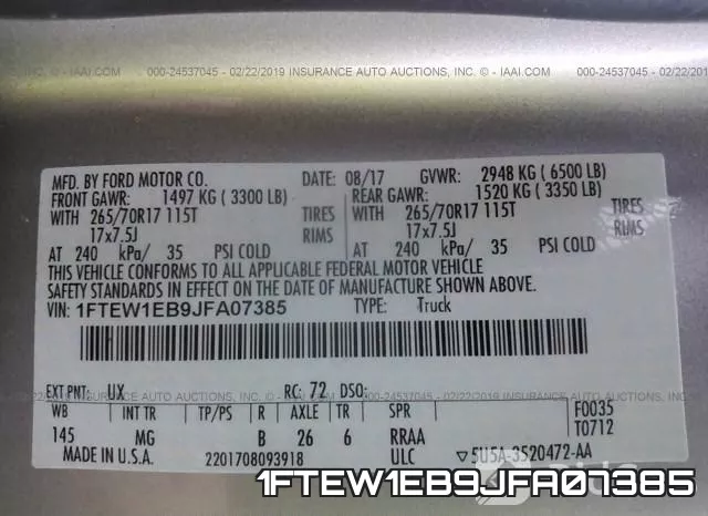 1FTEW1EB9JFA07385 фото 10