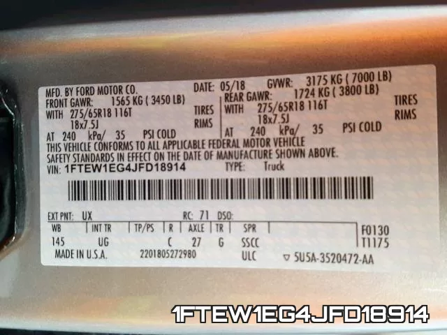 1FTEW1EG4JFD18914 фото 2