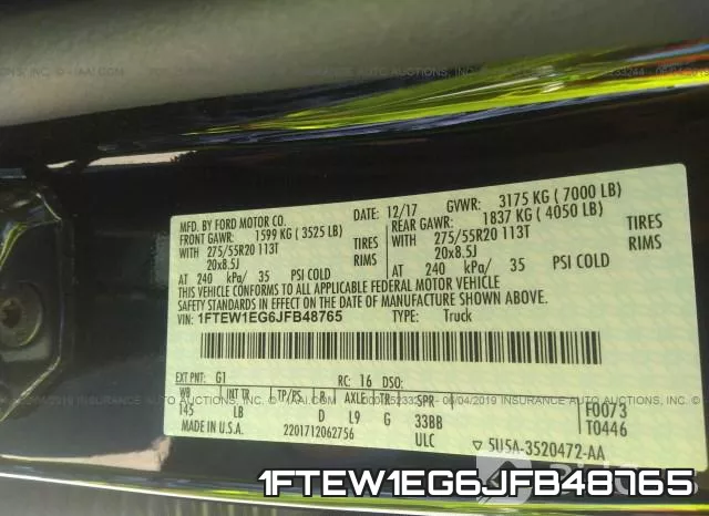 1FTEW1EG6JFB48765 фото 10