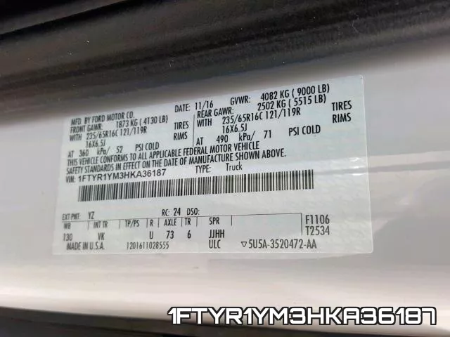1FTYR1YM3HKA36187 фото 2