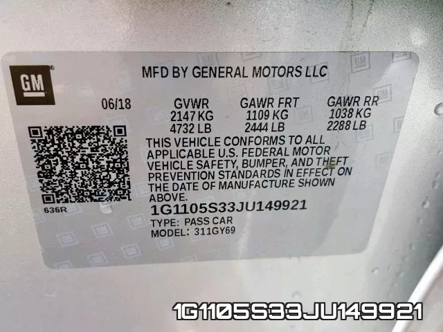 1G1105S33JU149921 фото 2