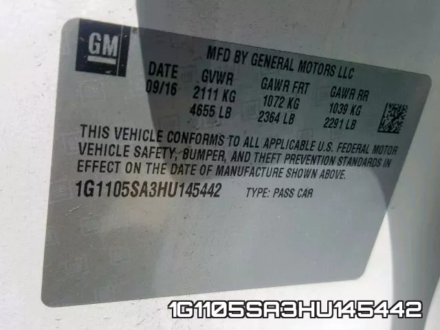1G1105SA3HU145442 фото 2