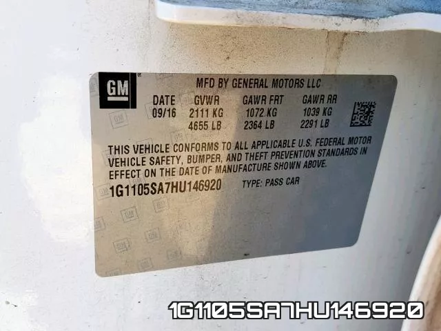 1G1105SA7HU146920 фото 2