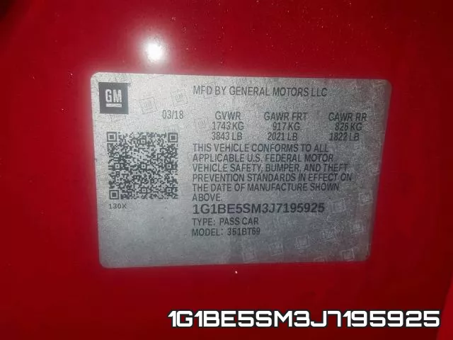 1G1BE5SM3J7195925 фото 2