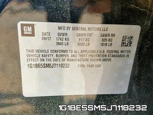 1G1BE5SM5J7118232 фото 2