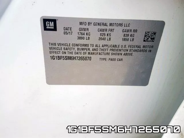 1G1BF5SM6H7265070 фото 2