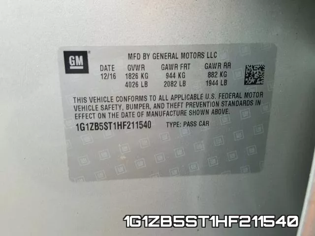 1G1ZB5ST1HF211540 фото 2