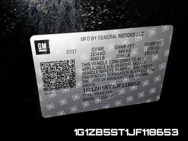 1G1ZB5ST1JF118653 фото 2