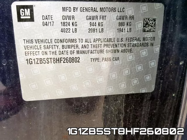 1G1ZB5ST8HF260802 фото 2