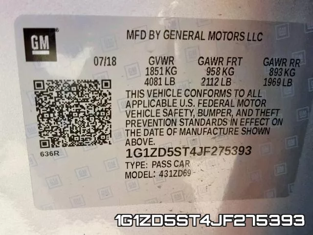 1G1ZD5ST4JF275393 фото 2