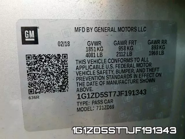 1G1ZD5ST7JF191343 фото 2