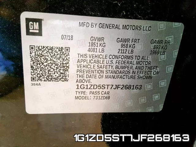1G1ZD5ST7JF268163 фото 2