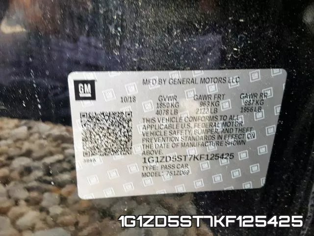 1G1ZD5ST7KF125425 фото 2