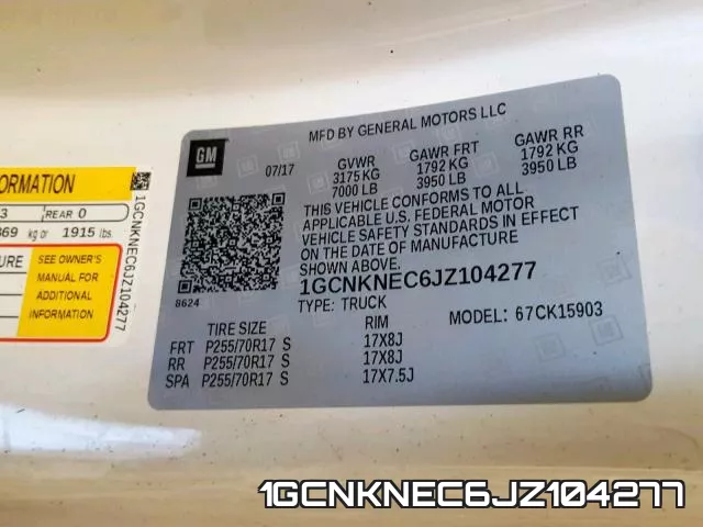 1GCNKNEC6JZ104277 фото 2