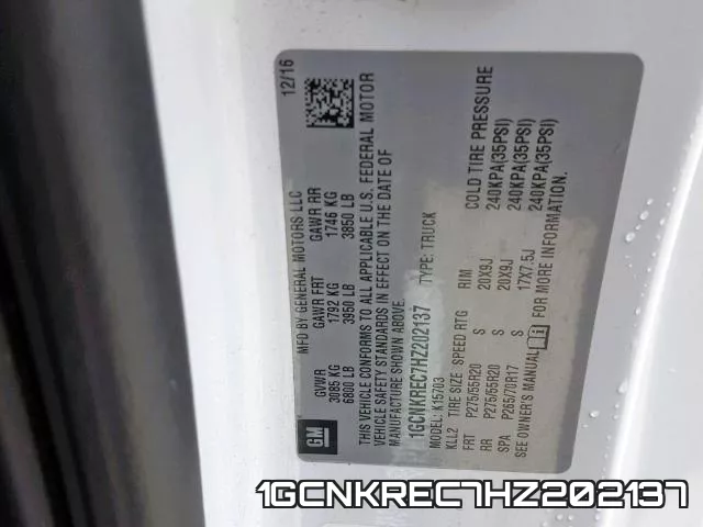 1GCNKREC7HZ202137 фото 2