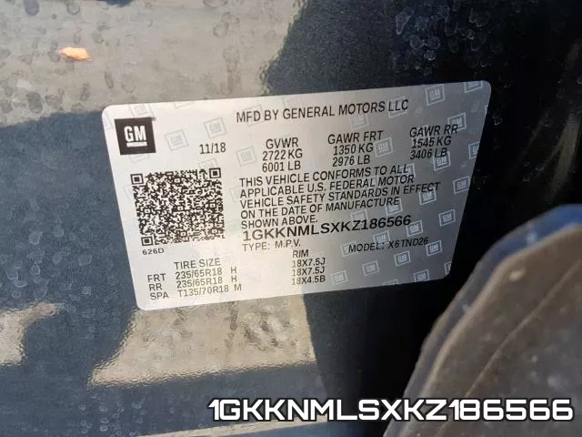 1GKKNMLSXKZ186566 фото 2