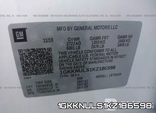 1GKKNULS1KZ186598 фото 10