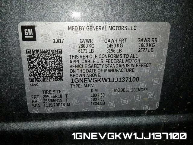 1GNEVGKW1JJ137100 фото 2