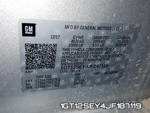 1GT12SEY4JF187119 фото 2