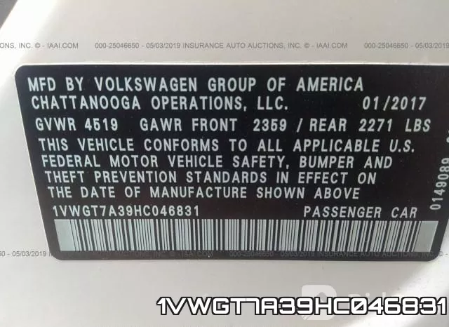 1VWGT7A39HC046831 фото 10