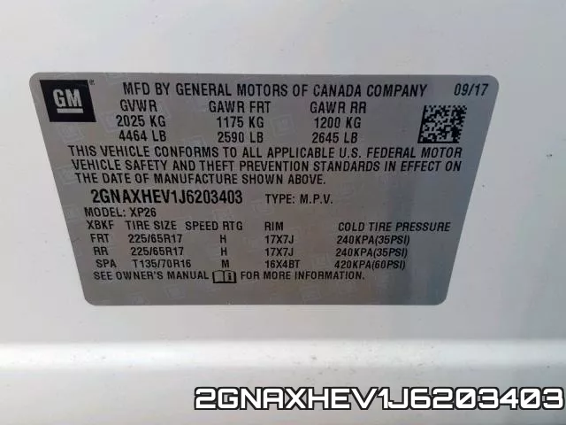 2GNAXHEV1J6203403 фото 2