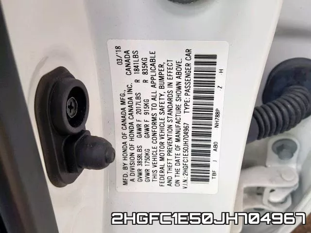 2HGFC1E50JH704967 фото 2