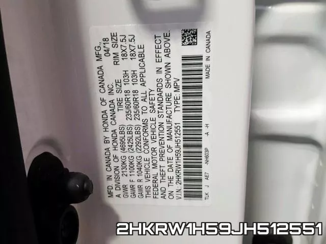 2HKRW1H59JH512551 фото 2