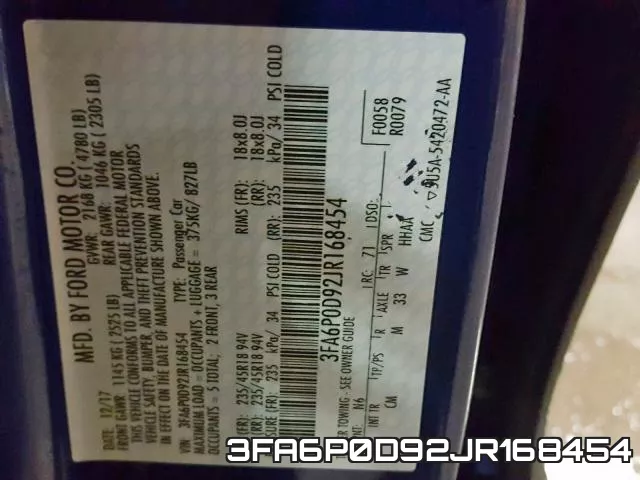 3FA6P0D92JR168454 фото 2