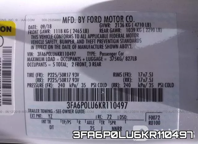3FA6P0LU6KR110497 фото 10