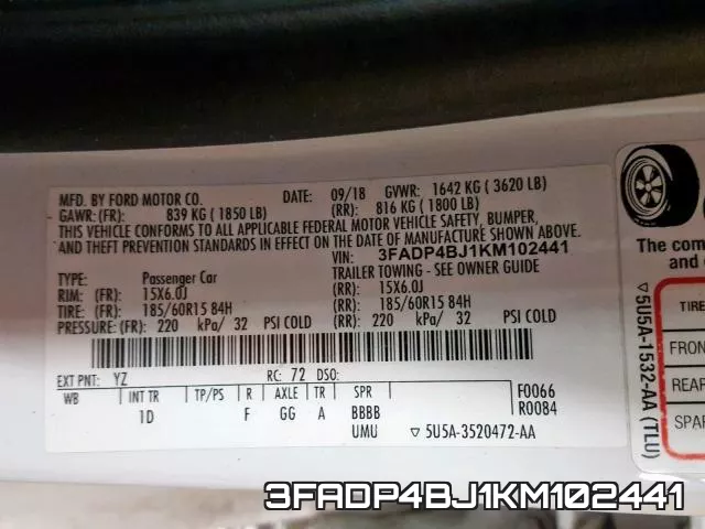 3FADP4BJ1KM102441 фото 2