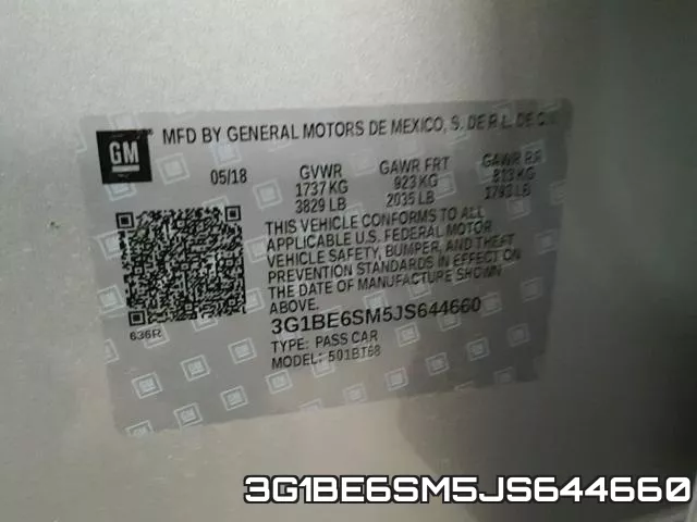 3G1BE6SM5JS644660 фото 2