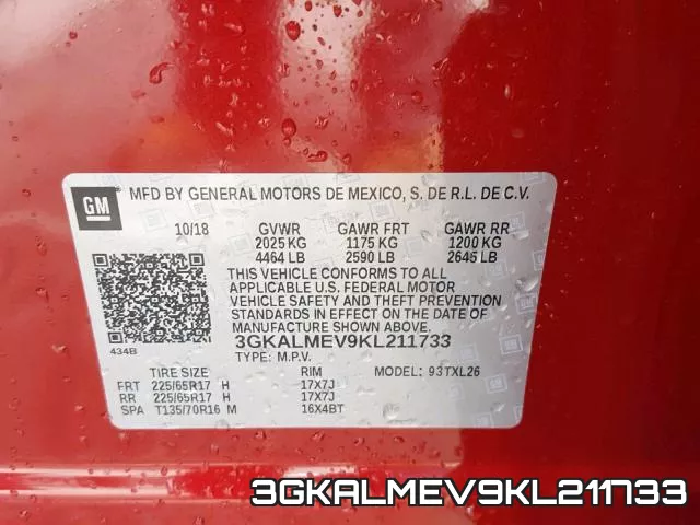 3GKALMEV9KL211733 фото 2