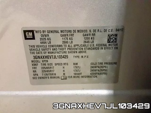 3GNAXHEV7JL103429 фото 2