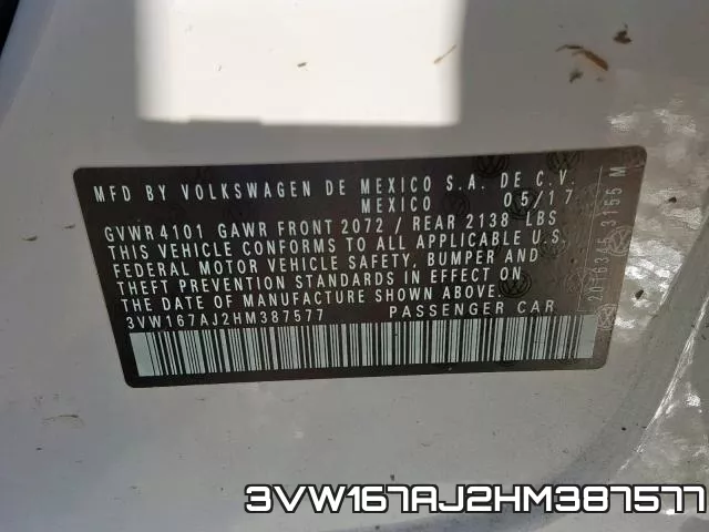 3VW167AJ2HM387577 фото 2