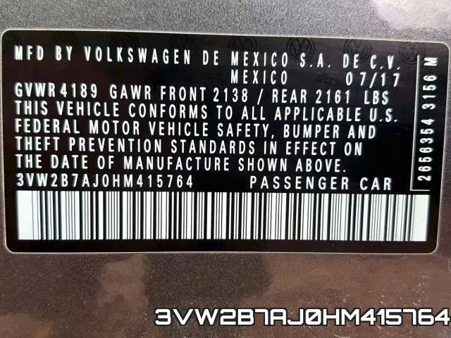 3VW2B7AJ0HM415764 фото 2