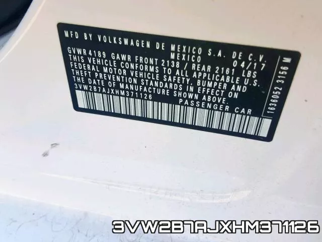 3VW2B7AJXHM371126 фото 2