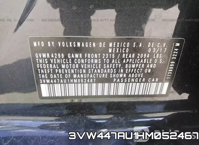 3VW447AU1HM052467 фото 10
