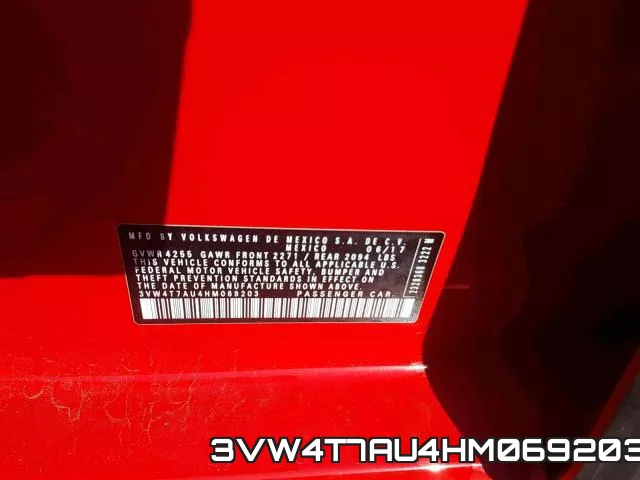 3VW4T7AU4HM069203 фото 2