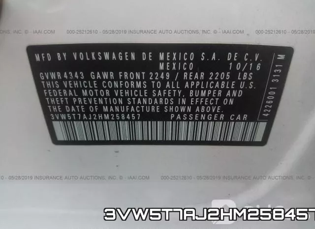 3VW5T7AJ2HM258457 фото 10