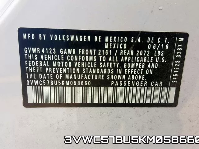 3VWC57BU5KM058660 фото 2