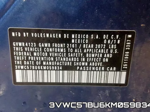 3VWC57BU6KM059834 фото 2