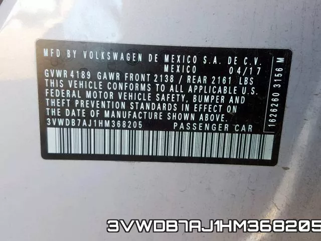 3VWDB7AJ1HM368205 фото 2
