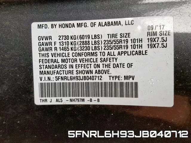 5FNRL6H93JB040712 фото 2
