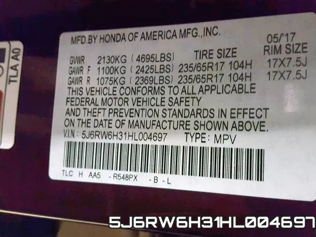 5J6RW6H31HL004697 фото 2