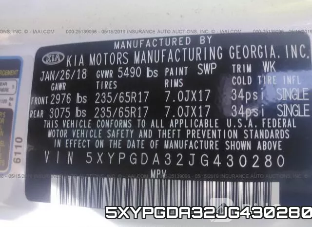 5XYPGDA32JG430280 фото 10