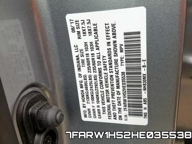 7FARW1H52HE035538 фото 2