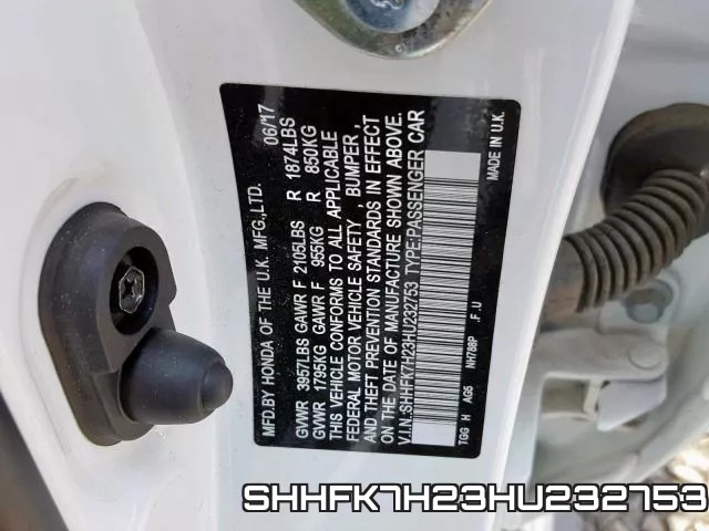 SHHFK7H23HU232753 фото 2