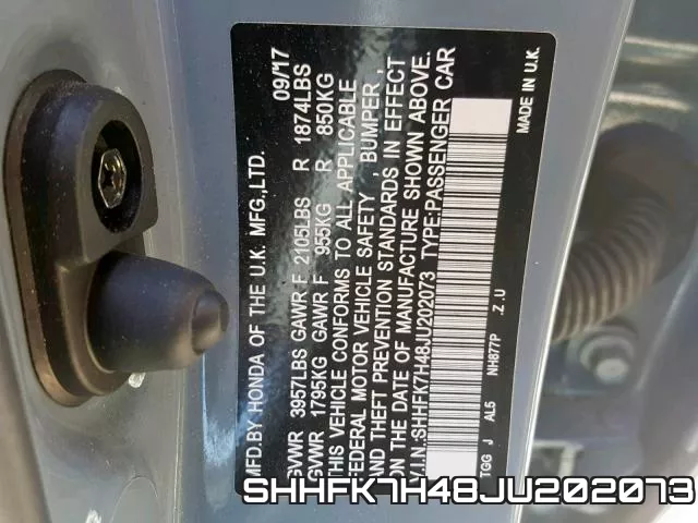 SHHFK7H48JU202073 фото 2