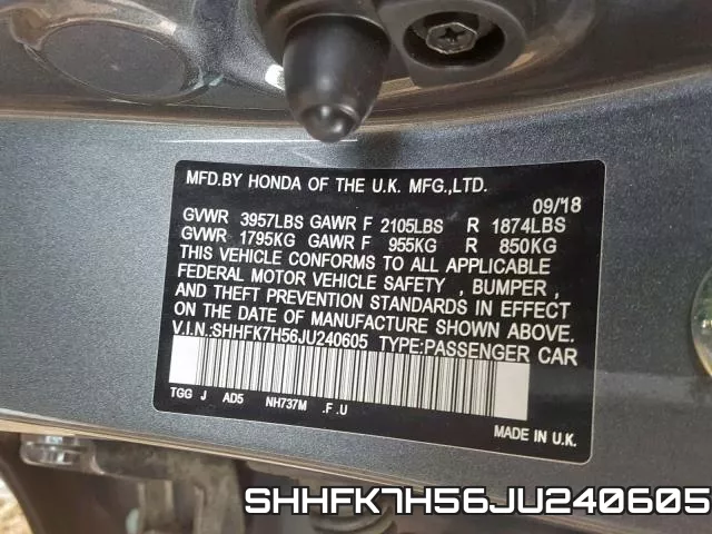 SHHFK7H56JU240605 фото 2
